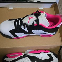 Brand New Air Jordan's 6 Retro Low. Size 6 Youth. Sporty Pink Low-top Jordan Shoes, Pink Lace-up Jordan Shoes For Streetwear, Sporty Pink Jordan Shoes, Casual Pink Low-top Jordan Shoes, Pink Jordan Shoes With Round Toe For Sports, Sporty Sneakers With Pink Accents For Sports, Pink Jordan Sports Shoes, Pink Sporty Jordan Shoes, Pink Sporty Jordan Shoes For Sports