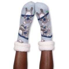 Women's Koala Cozy Warmer Slipper Socks with Sherpa Lining Cozy Indoor Slippers, Cozy Super Soft Indoor Socks, Warm Cozy Socks For Indoor Use, Cozy Non-slip Socks For Indoor Use, Cozy Slippers With Plush Lining For Loungewear, Cozy Warm Socks For Indoor Use, Cozy Warm Socks For Indoor, Cozy Non-slip Indoor Socks, Soft Snug Socks For Indoor Use