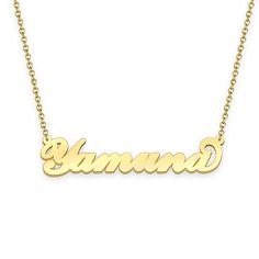 Yamuna name necklace Gold Custom Necklace, Personalized Gifts For Her 
								Add something extra special to your jewelry box with Name Necklace Official engravable necklaces.
								The Yamuna's 14k gold name necklace is best gifts for Yamuna. Name Necklace Official provides affordable engravable jewelry that won't 
								break the bank. In addition, these pieces make for very thoughtful and appreciated gifts for friends and family. 
								And whether valentine's day gifts, mother's day gifts, christmas gifts, wedding gifts, graduation gifts, birthday gifts,
								 NAME NECKLACE are all the best gift choice store. Engravable Jewelry, Name Necklace Gold, Gold Name Necklace, Personalized Gifts For Her, Engraved Jewelry, Gifts Birthday, Engraved Necklace, Necklace Personalized, Gifts Wedding