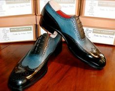 Black Blue in Plain Calf Leather Wingtip Oxford Dress Shoes on Storenvy Quality Leather Boots, Custom Design Shoes, Handmade Leather Shoes, Oxford Dress Shoes, Wingtip Oxford, Oxford Dress, Mens Fashion Shoes, Formal Shoes, Handmade Shoes