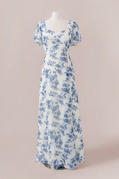 Madeline Convertible Chiffon Floral Print Dress Dusty Blue Bouquet, Mission Fits, Kingdom Marriage, Modest Beauty, Floral Dress Winter, Princess Clothes, Mob Dress, Modest Fits, When You Leave