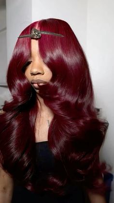 Ash Blonde Wig With Bangs, Burgundy Hair Quick Weave, Side Part Red Hair, Red Eyebrows Black Women, Rusty Red Hair, Burgundy Eyebrows, Blonde And Burgundy Hair, Dark Red Hair On Brown Skin, Maroon Wig