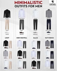 Minimalist Wardrobe Men, Capsule Wardrobe Men, Business Casual Attire For Men, Wardrobe Men, Guys Fashion Casual, Minimalistic Outfits, Mens Business Casual, Mens Smart Casual Outfits, Mens Business Casual Outfits