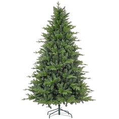 a green christmas tree on a stand