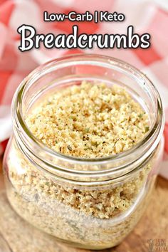 low carb keto breadcrumbs in a glass jar