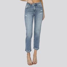 Elevate your street trend game with these slender light-wash jeans from the 2024 Summer Collection. Crafted to perfection, these vintage-inspired jeans boast a frayed and cutoff-bottom design that exudes effortless cool. The high-waist fit and stretchy fabric hug your curves for a flattering silhouette, while the zipper and button closure add a touch of sophistication.Distinctive Features: Street Style: These jeans are the perfect embodiment of street style, with a touch of vintage charm and con Fitted Light Wash Distressed Cropped Jeans, Trendy Light Wash Cropped Jeans With Frayed Hem, Fitted Light Wash Jeans With Frayed Hem, Trendy Dark Wash Cropped Jeans With Frayed Hem, Trendy High Rise Medium Wash Cropped Jeans, Light Wash Cutoff Jeans With Frayed Hem, Mid-rise Washed Blue Distressed Cropped Jeans, Trendy Cutoff Cropped Jeans In Medium Wash, High Rise Denim Jeans With Frayed Hem