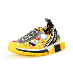 Dolce & Gabbana Women's Multi-Color Embellished Slip On Athletic Sneakers Shoes Product Details Retail Value: $850.00 This Is Authentic Dolce & Gabbana Women's Multi-Color Embellished Slip On Athletic Sneakers Shoes Sku: Shoes-6574 Country/Region Of Manufacture Italy Material: Canvas Model: Ck1641 Az142 8l136 Yellow Leather Sneakers For Summer, Designer Yellow Sneakers With Round Toe, Luxury Yellow Sneakers With Round Toe, Luxury Yellow Low-top Sneakers, Black And Gold Sneakers, Dolce Gabbana Sneakers, Dolce Gabbana Shoes, Lace Sneakers, Sole Sneakers