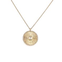 Diamond Tatiana Necklace – Kasia J. Round Pendant, Long Chain, Bezel Setting, Colored Diamonds, Diamond Necklace, Halo, Layering, Gold Necklace, Diamonds