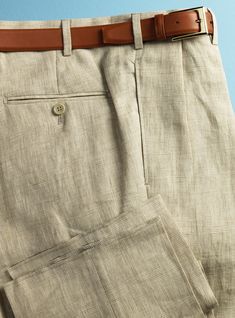 Cream and Nut Glen Plaid Trousers in Pure Linen - The Ben Silver Collection Ben Silver, Plaid Trousers, Silver Collection, Men Trousers, Glen Plaid, Even And Odd, Classic Italian, Pure Linen, Dress Pants