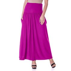 You'll love the look and feel of this women's 24Seven Comfort Apparel foldover maxi skirt with pockets. Click on this WOMEN'S GUIDE to find the perfect fit and more! You'll love the look and feel of this women's 24Seven Comfort Apparel foldover maxi skirt with pockets. Click on this WOMEN'S GUIDE to find the perfect fit and more! FEATURES 2 side pockets Straight hem Elastic waistbandFIT & SIZING A-line silhouette 33-in. length Maxi length hits at the ankle Midrise sits on the high hipFABRIC & CARE Polyester, spandex Machine wash and tumble dry Imported Size: Xxl. Color: Magenta. Gender: female. Age Group: adult. Relaxed Purple Maxi Skirt With Lining, Pink Pleated Relaxed Maxi Skirt, Purple Relaxed Full Maxi Skirt, Non-stretch Pink Lined Maxi Skirt, Pink Non-stretch Pleated Maxi Skirt, High Hips, Skirts With Pockets, Bottom Clothes, Fabric Care