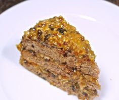 a piece of cake sitting on top of a white plate