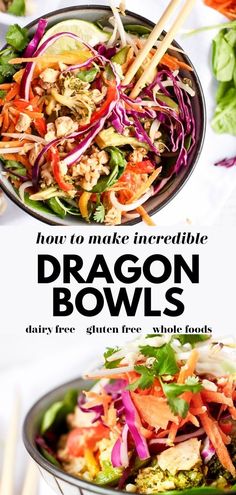 how to make incredible dragon bowls with broccoli, carrots and other vegetables