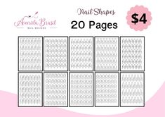 the nail shop coup sheet with 20 pages for $ 4, and an image of nails on