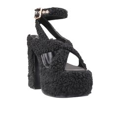 Vegan shearling upper with man made sole Ankle buckle closure Heel measures approx. 6.25" H Platform measures approx. 2.5" H Imported Cold Weather Activities, Comfy Boot, Weather Activities, Shearling Boots, Accessories Collection, Women's Footwear, Handmade Shoes, Womens High Heels, Stylish Women