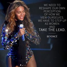 an image of a woman singing on stage with a quote above her that says, we need to reshape our own perreption