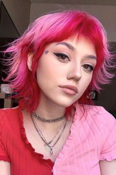 selfie of a young woman with punk mullet haircut Punk Hair Color, Punk Haircut, Punk Hairstyles, Short Punk Hair, Peach Hair Colors, Fantasy Hair Color, Hair Color Guide, Peach Hair, Goth Hair