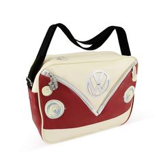 PRICES MAY VARY. Bus FRONT: the shoulder bag is in red and cream, with two exterior pockets in VW Bus design, and an adjustable wide shoulder strap. Dimensions: 34 x 11 x 26 cm (13.4 x 4.3 x 10.2 inches). PRACTICAL DETAILS: Our VW bag offers ample storage space in addition to the main compartment, ensuring high carrying comfort and featuring a generous zipper opening. MULTIFUNCTIONAL: These iconic shoulder bags can be used for university, the office, or as an everyday companion. TECHNICAL DETAIL Vw Logo, T1 Bus, Baby Hospital Bag, Hospital Bag Essentials, Travel Messenger Bag, Hippie Bus, Combi Vw, Orange Baby, Volkswagen Transporter