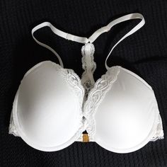 Natori T-Shirt Racerback Bra White Sz 32d Front Closure Uw Adjustable Straps Nwot