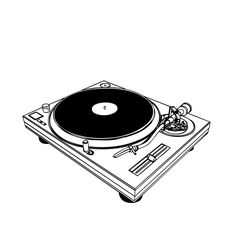 a drawing of a turntable on a white background