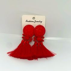 All The Trend With Updo’s Beaded And Tassel Earrings Will Elevate Any Outfit For The Summer Or Fall. The Trend, Tassel Earrings, Tassels, Jewelry Earrings, Fashion Jewelry, Women Jewelry, Red, Women Shopping, Color