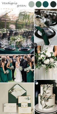 green and white wedding color palettes