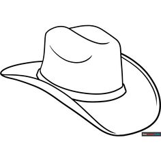 Cartoon Cowboy Hat Coloring Page - Free & Printable Coloring Sheet Cowboy Hat Sketch, Cartoon Cowboy Hat, Hat Coloring Page, Clothes Coloring, Cowboy Hat Drawing, Cartoon Cowboy, Cowboy Tattoo, Kids Cowboy Hats, Robot Craft