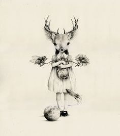 Di Restoran on Behance Roby Dwi Antono, Creepy Paintings, Photographie Portrait Inspiration, Desenho Tattoo, Creepy Art, Pop Surrealism, Arte Popular, Creepy Cute, Antlers