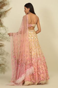 Baby pink woven lehenga with sequins, beads, pearls and crystals embroidery. Comes with a blouse and a dupatta.
Components: 3
Pattern: Woven, Embroidered
Type Of Work: Sequins, Beads, Pearls, Crystals
Neckline: V Neck
Sleeve Type: Sleeveless
Fabric: Net, Silk, Lining : Shantoon
Color: Pink
Other Details: 
Attached lining
Closure : Zip and hooks
Occasion: Bride,Wedding - Aza Fashions Embroidered Chanderi Choli For Party Wear, Diwali Net Choli With Resham Embroidery, Embroidered Net Anarkali Set For Reception, Reception Embroidered Net Anarkali Set, Organza Choli With Floral Embroidery For Party, Party Lehenga With Floral Embroidery In Chanderi, Embroidered Net Lehenga For Diwali, Embroidered Net Dresses For Navratri, Navratri Embroidered Net Dresses