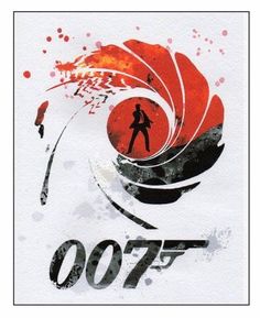 the poster for james bond's film 007 is shown in red and black