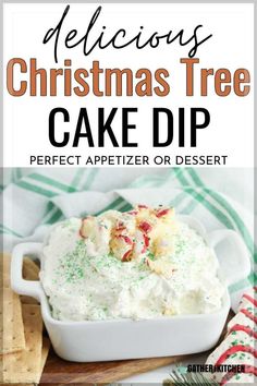 delicious christmas tree cake dip recipe with whipped cream and sprinkles