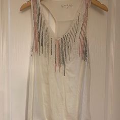 Sheer With Sequins. Never Worn Spring V-neck Sequin Tank Top, Sequined V-neck Tank Top For Spring, Sequin V-neck Tank Top For Spring, V-neck Sequin Tank Top For Spring, Spring White Sequined Tank Top, White Sequined Tank Top For Spring, Tank Tops, Cream, Women Shopping