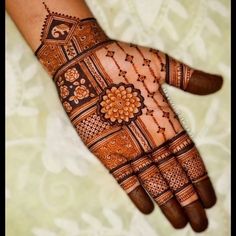 the hand is decorated with intricate designs