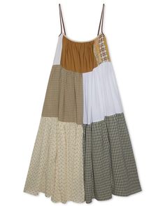 two dresses with different colors and patterns, one is white, the other is brown