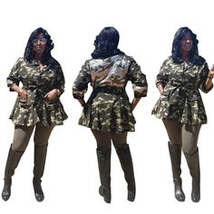 Green Camouflage Print Tie Waist Plus Size Jacket Combat Style Long Sleeve Utility Jacket For Fall, Combat Style Utility Jacket With Long Sleeves For Fall, Khaki Combat Outerwear For Fall, Long Sleeve Camouflage Combat Outerwear, Combat Camouflage Long Sleeve Outerwear, Military Camouflage Utility Jacket For Fall, Combat Style Camouflage Utility Jacket For Fall, Fall Combat Camouflage Utility Jacket, Casual Camouflage Long Sleeve Windbreaker