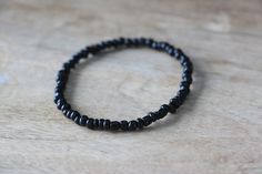 Men's Beaded Bracelet Small Black Beads Black Beaded Bracelets, Mens Beaded Bracelets, Measuring Tape, Black Beads, Wood Beads, Bracelets For Men, Beaded Bracelet, Ruler, Mens Bracelet