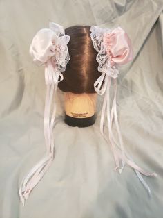 Custom made reversible ballet pink and white satin bun covers. Dainty and delicate lace trim with satin ribbon closure. Unique and easy, they are perfect for both special occasions and everyday wear. Enjoy! Hair Accessories Bun, Ballet Pink, Kawaii Clothes, Pink Lace, Pretty Hairstyles, Bun Hairstyles, Pink Fashion, Cute Hairstyles, Hair Inspo