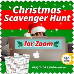 christmas scavenger hunt for zoom - baw, color & video versions