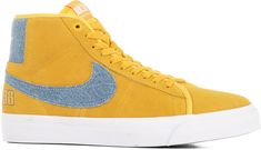 The blazer was originally a basketball shoe in the '70s, but it has withstood time and evolved into a classic skateboarding shoe. The Nike SB Zoom Blazer Mid Pro GT Skate Shoes have also been revamped with Grant Taylor's vision by adding racing-inspired detailing, a custom insole, and even his signature on the back for a custom look. Retro Yellow High-top Sneakers For Streetwear, Throwback High-top Skate Shoes, Yellow Retro Sneakers For Skateboarding, Retro Yellow Sneakers For Skateboarding, Retro Yellow Skate Shoes For Sports, Yellow High-top Skate Shoes For Skateboarding, Yellow High-top Sneakers For Skateboarding, Nike Sb Low, Nike Sb Zoom Blazer Mid