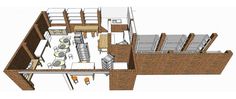 the floor plan of a kitchen and living room