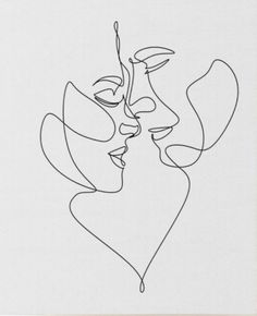 a line drawing of two people's faces, one with a heart shaped nose