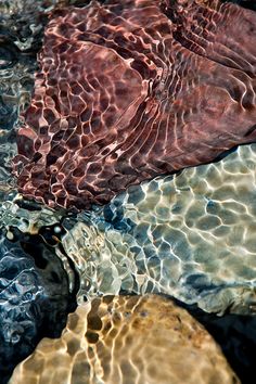 the water is crystal clear and there are some rocks in it that look like they have been washed ashore