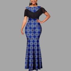 Nwt Afripride Bazin Riche Dashiki Slim Tassel Print Long Dress.. Size 3xl. Black And Blue. Geometric Print. Back Zip. Upper Front And Back Black Fringe. Approximate Measurements Length 59” Waist 36" Hips 47" Bust 44" Black Ankara Fabric Party Dress, Black Ankara Party Dress, Fitted Ankara Fabric Maxi Dress With Short Sleeves, Black Short Sleeve Dress In Ankara Fabric, Black Ankara Fabric Maxi Dress, Blue Velvet Maxi Dress, Sparkle Gown, Cream Maxi Dress, Print Long Dress