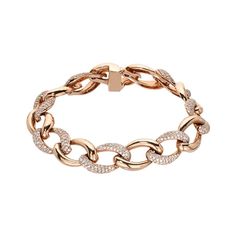 A strong and feminine rose gold link bracelet with diamond pave, VS clarity and F-G color. The diamonds weigh 3.54 carats. The bracelet has 14 links with diamond pave on every other link. Made in 18K rose gold. Bracelet Length: 7.25 inches Bracelet Width: 0.45 inches Ring Bracelet Chain, Jewelry Illustration, Arm Bracelets, Gold Link Bracelet, Gold Armband, Gold Link, Rose Gold Diamonds, Diamond Bracelets, Chain Link Bracelet