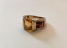 Vintage Citrine, Garnet, And 14k Gold Ring 70's / 80's Great condition Ring size 5¾ Gaudy Rings Engagement, Citrine And Garnet Ring, Colorful Engagement Rings, Colored Engagement Rings, Dream Engagement, Dream Engagement Rings, Rings Engagement, Garnet Ring, 14k Gold Ring