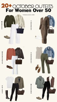 Month Of Outfits, Fall Outfits For Women Over 50, Wardrobe Essentials List, Dressy Fall Outfits, Outfits For Women Over 50, Classic Outfits For Women, Fall Outfits For Women