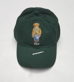 Nwt  Polo Ralph Lauren Green Prep Teddy Bear Leather Adjustable Strap Back - Unique Style Green Casual Baseball Cap For Travel, Casual Green Baseball Cap For Travel, Casual Wide Brim Hat With Embroidered Logo, Green Visor Hats For Travel, Casual Green Hat For Travel, Green Casual Travel Hat, Casual Green Travel Hat, Classic Green Beach Hat, Casual Travel Hats With Embroidered Logo