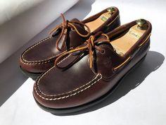 Timberland Slip On Boat Deck Dock Shoes With Leather Laces SIZE: 11 W (W - for wide) ---> corresponds to UK 10.5 size and EU 45 size  COLOR: BROWN MATERIAL: genuine leather, leather lining, rubber sole, leather laces CONDITION: perfect, near new condition Classic Boat Shoes With Vibram Sole, Classic Boat Shoes With Vibram Sole And Round Toe, Classic Lace-up Moccasins For Formal Wear, Dock Shoes, Mens Loafers, Cropped Blazer Jacket, Polo Sport Ralph Lauren, Deck Shoes, Timberland Mens