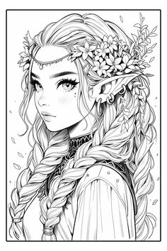 a girl with braids and flowers in her hair