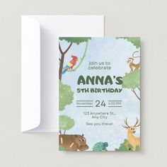 an animal themed birthday party card