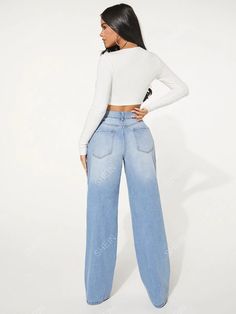 Details:Button \nStyle:Casual \nDetails:Pocket \nDetails:Ripped \nDetails:Zipper \nClosure Type:Zipper Fly \nColor:Light Wash \nPattern Type:Plain \nType:Wide Leg \nJeans Style:Curvy \nWaist Line:Drop Waist \nLength:Long \nFit Type:Loose \nFabric:Non-Stretch \nMaterial:Denim \nComposition:98% Cotton \nComposition:1% Polyester \nComposition:1% Viscose \nCare Instructions:Machine wash, do not dry clean \nBody:Unlined \nSheer:No \n Ripped Wide Leg Jeans, Drop Waist, Wide Leg Jeans, Drawstring Waist, Leg Jeans, Style Casual, Cut Out, Wide Leg, Women Jeans